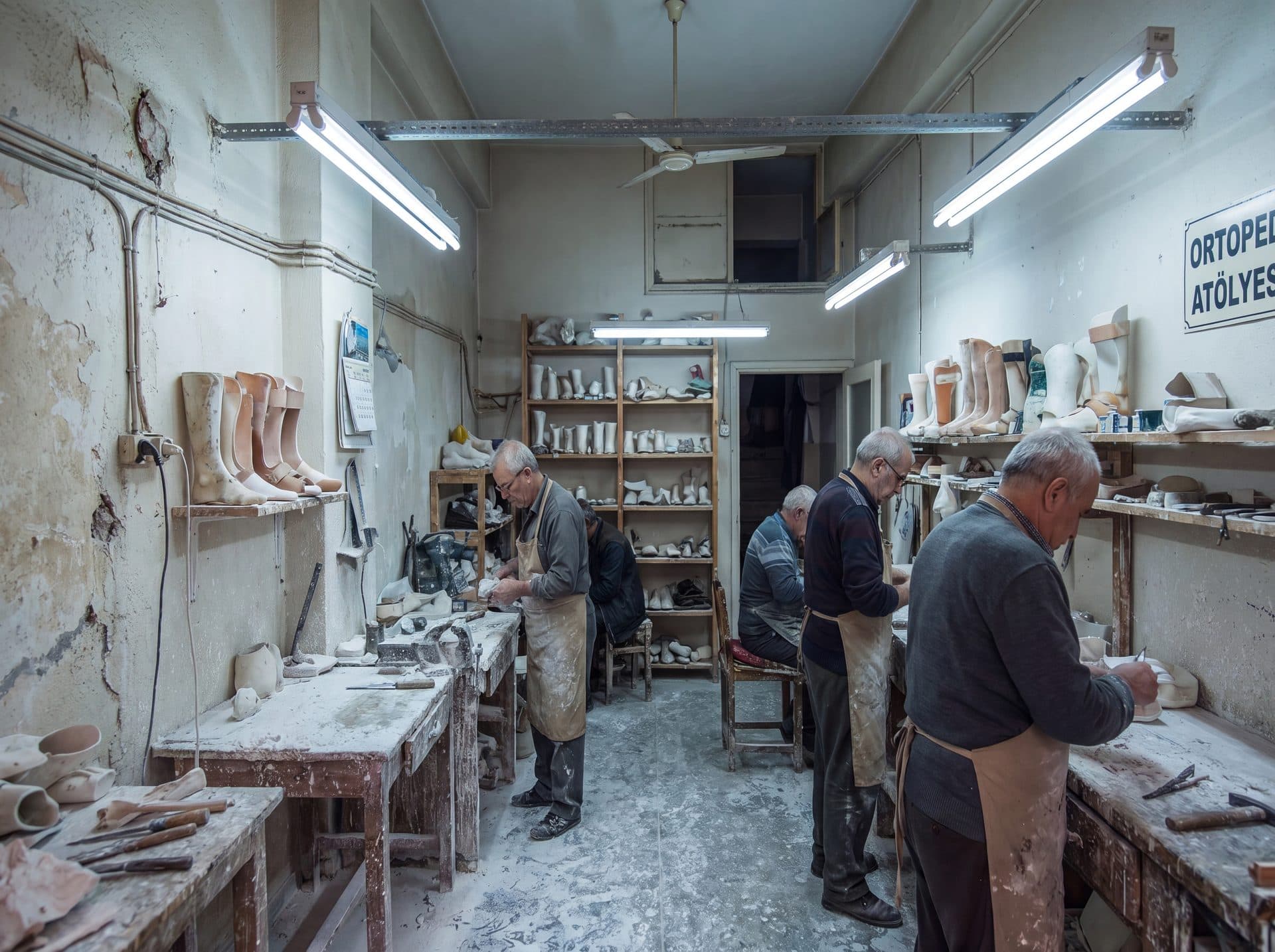 Taking a cast in a traditional plaster workshop